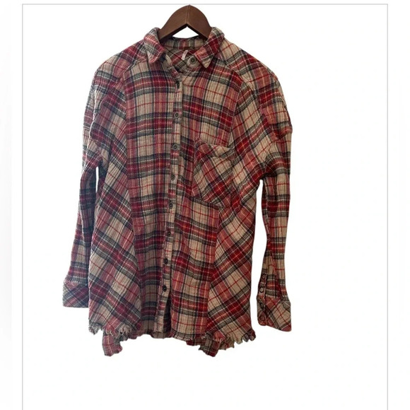 Free People Juniper Ridge Plaid Herringbone Button Down Size Small s/p - Picture 3 of 6